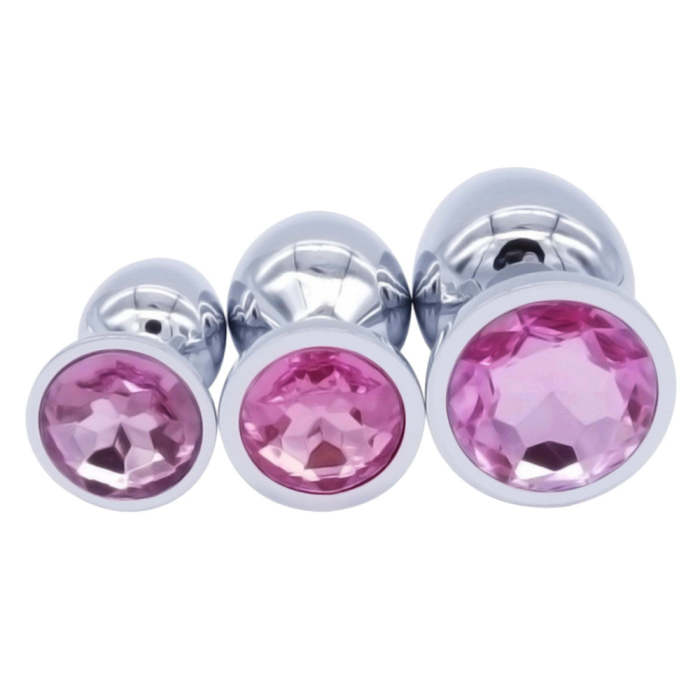 Jeweled Stainless Steel Princess Plug For Beginners, 3 Plug Set - 11 Colors