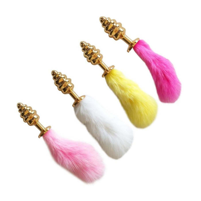 5  Animal 4-Colored Tail Spiral Golden Plug
