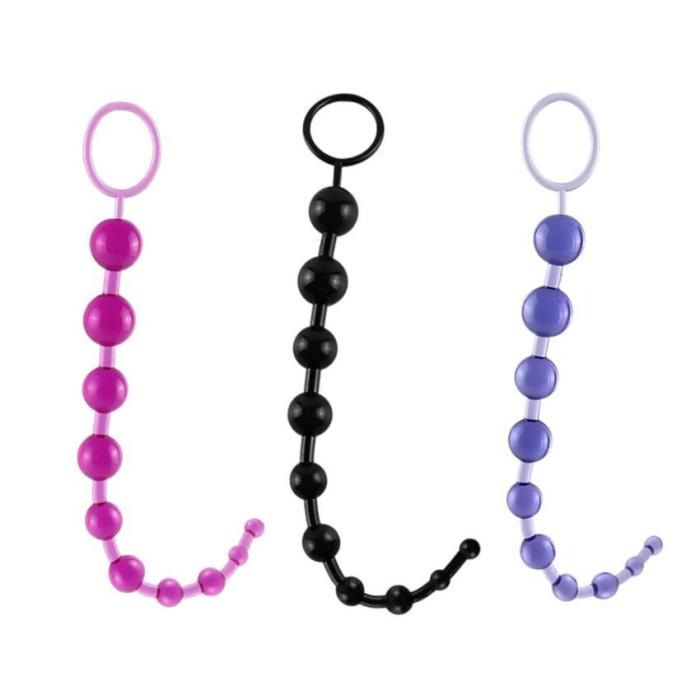 3 Colors 12  Silicone Anal Beads With Pull Ring Ball