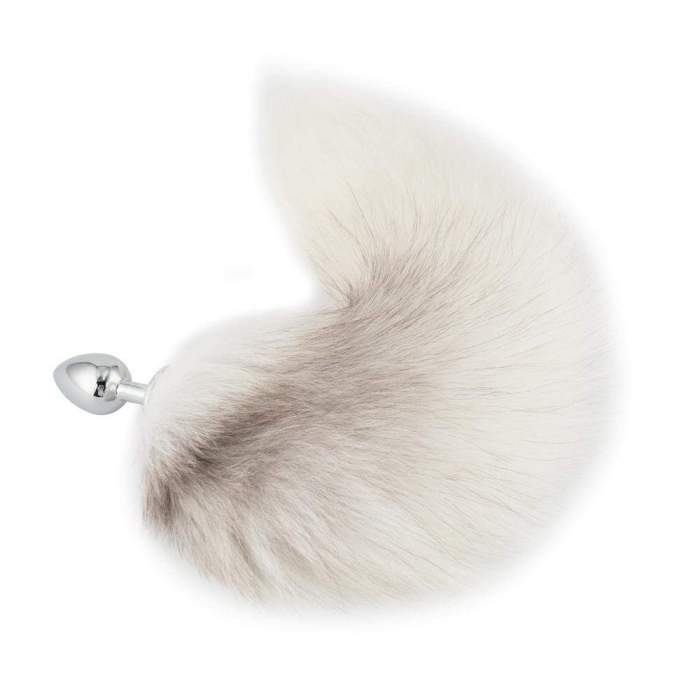 Fox Tail Stainless Steel Butt Plug, White 17 