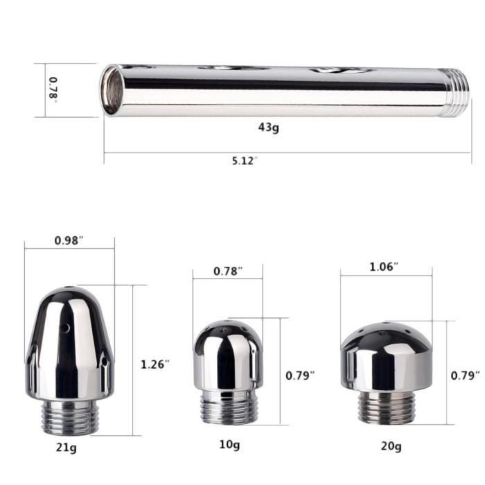6  Aluminum Shower Enema With 3 Nozzle Types