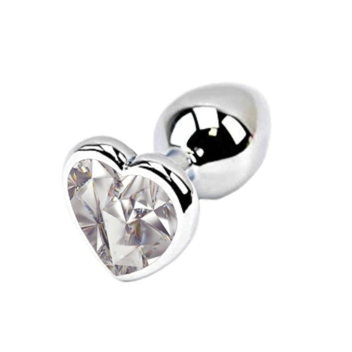 Random Color Jeweled 4  Big Stainless Steel Heart-Shaped Princess Plug