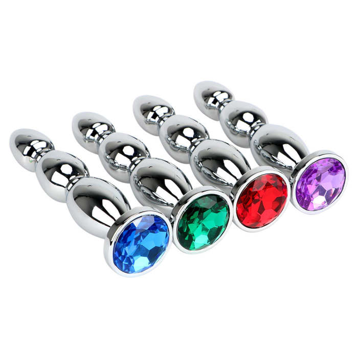 4 Colors Jeweled 5  Stainless Steel Plug
