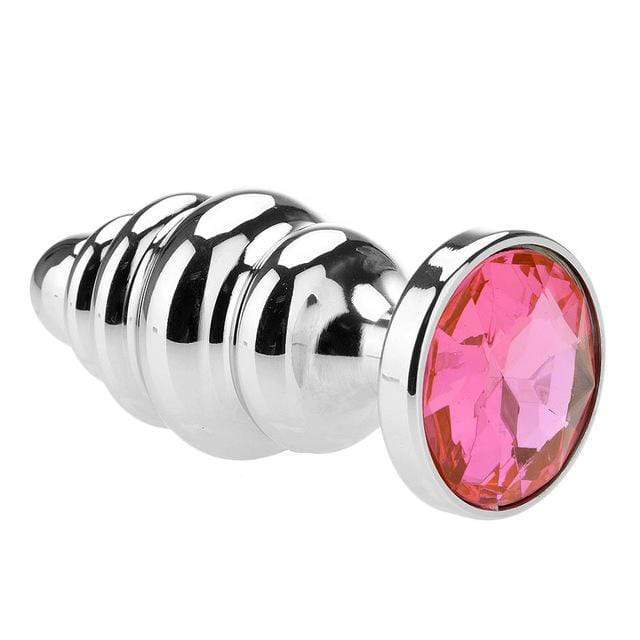 Pink Jeweled Spiral Beads Aluminum Alloy Plug