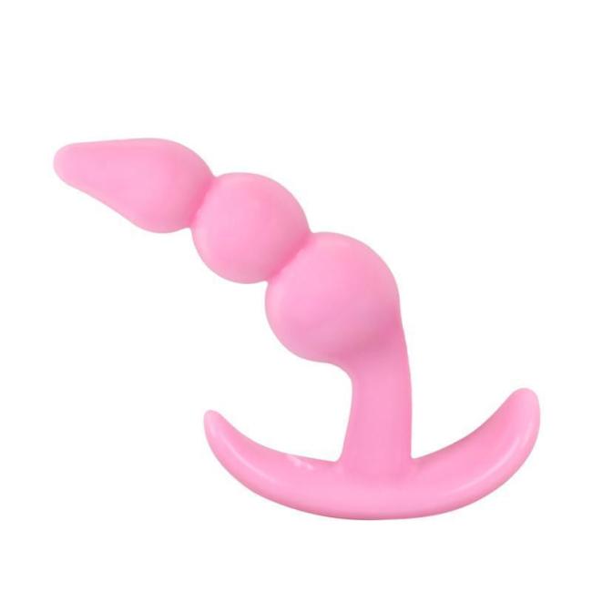 Pink And Purple Beaded Silicone Butt Plug