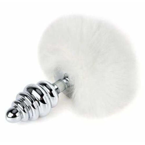 3  Bunny Tail Silicone Metal And Frosted 2 Colors Metal Plug