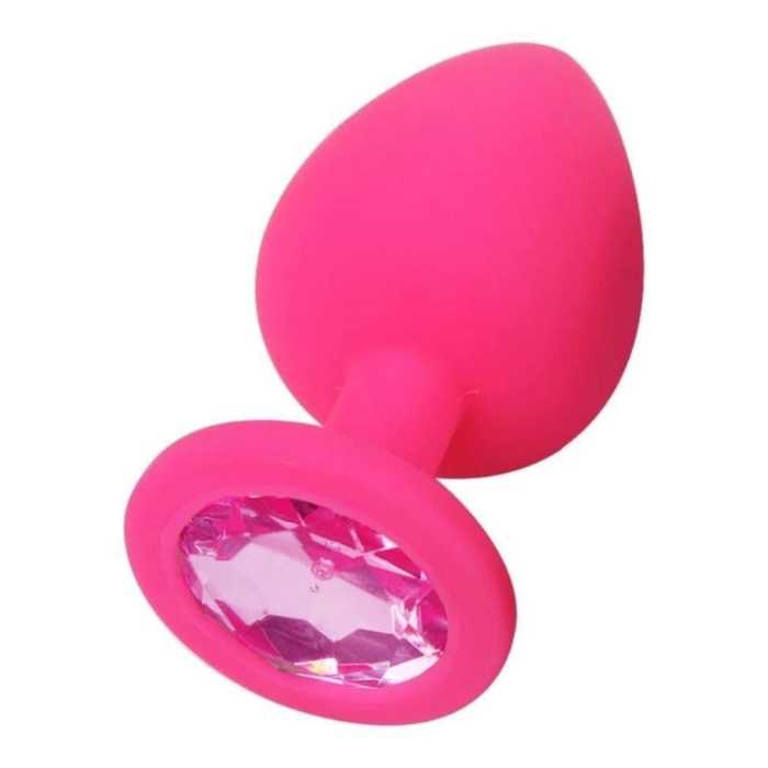 Pink Jeweled Silicone Princess Plug, Medium