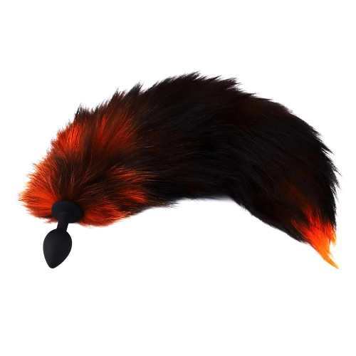 Fox Tail Black Silicone Plug, Black And Orange 17 