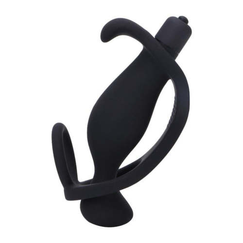 4  Silicone Prostate Massager With Two-Hole Cock Ring