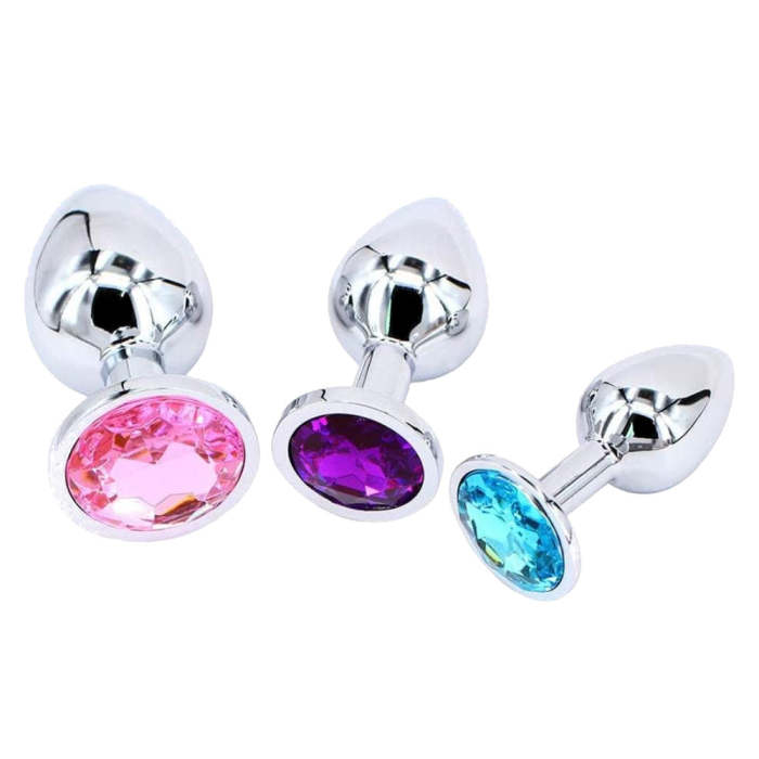 3 Sizes 13 Colors Jeweled Metal Princess Plug