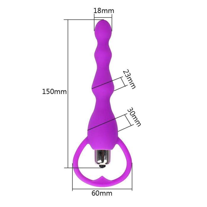 6  Multi-Colored Silicone Vibrating Beaded Butt Plug