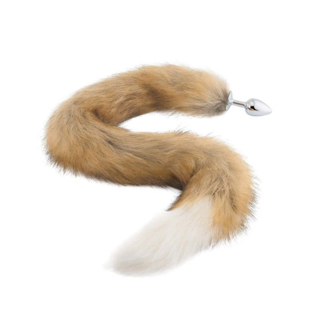 32  Brown With White Fox Tail Plug