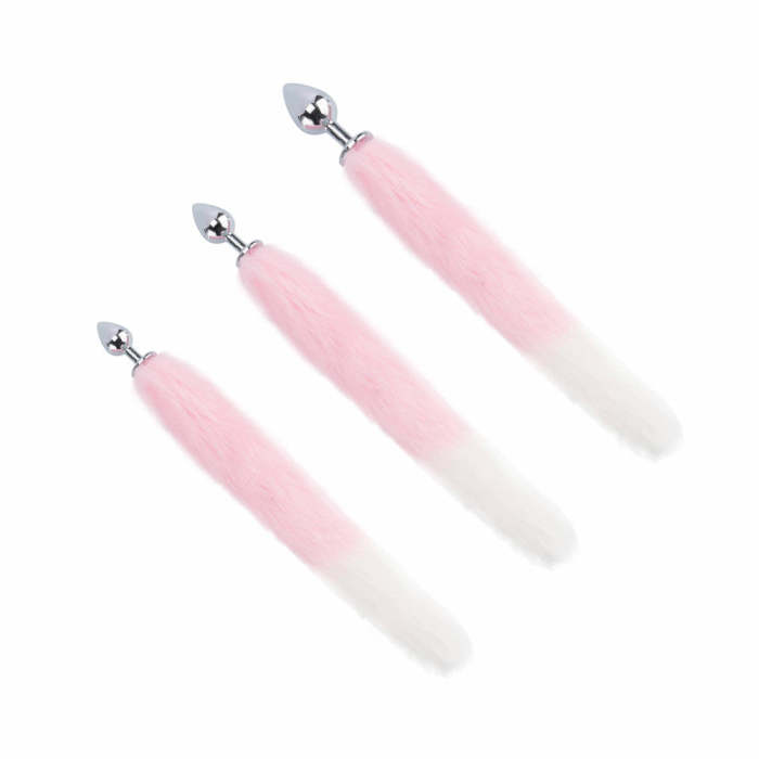Fox Tail Plug, Pink With White 18 