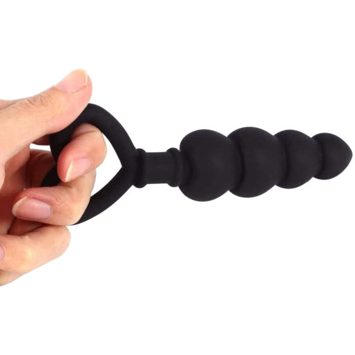 4  Silicone Anal Beads With Heart-Shaped Pull Ring