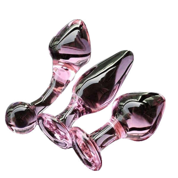 3 Styles Pink Glass Crystal Butt Plug