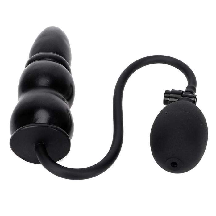 5.5  Black Beaded Silicone Inflatable Butt Plug