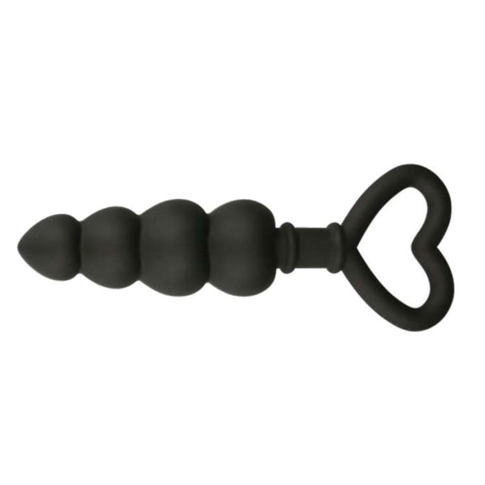 4  Silicone Anal Beads With Heart-Shaped Pull Ring