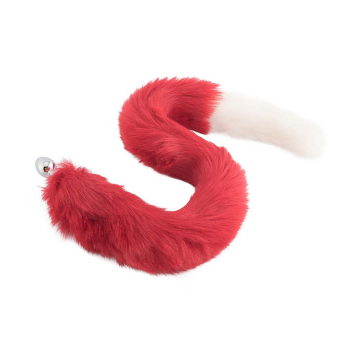 32  Red With White Fox Tail Plug