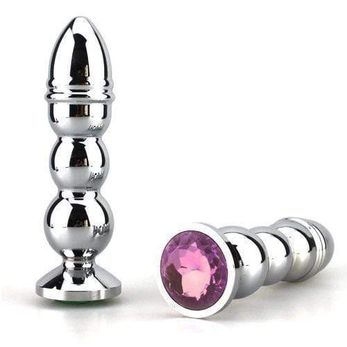 Bullet-Shaped Jeweled Stainless Steel Plug, Pink