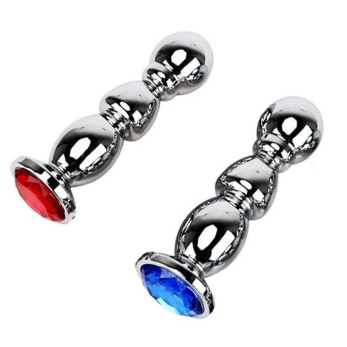 4 Colors Jeweled 5  Stainless Steel With Ball-Shaped Head Princess Plug