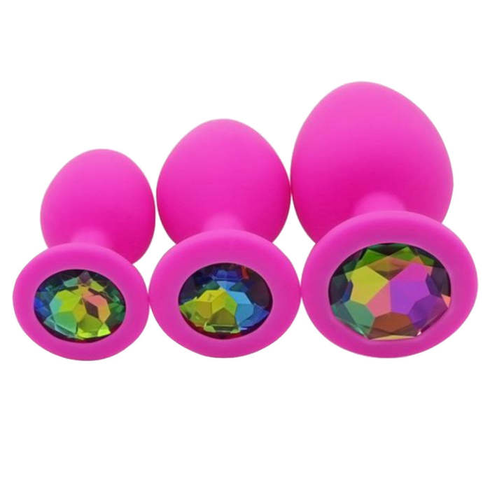 4 Colors Jeweled Pink Silicone Plug