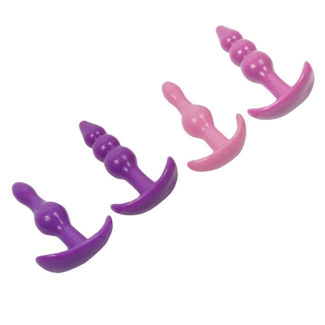 Pink Or Purple Silicone Anal Beads Plug - 2 Or 3 Beads Option