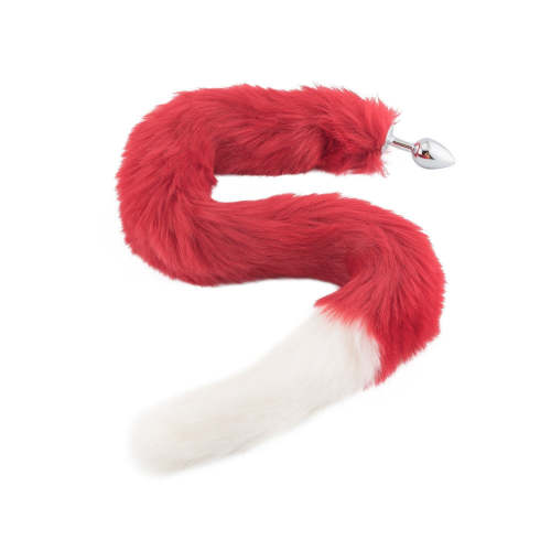 32  Red With White Fox Tail Plug