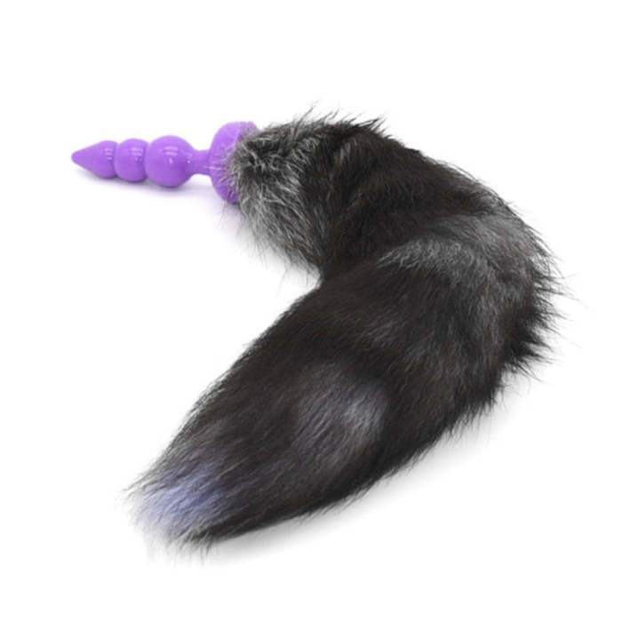 16  Black Cat Tail Silicone Plug