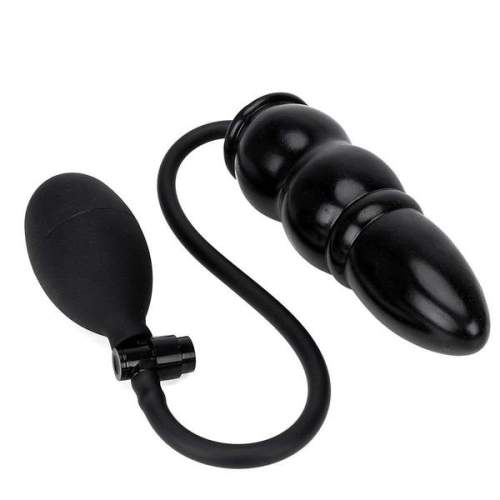 5.5” Black Beaded Silicone Inflatable Butt Plug
