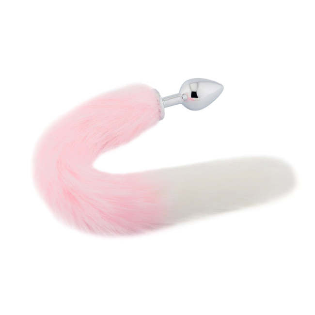 18  Pink With White Fox Tail Plug