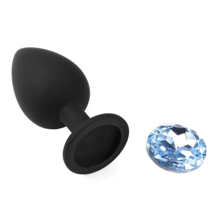 3 Sizes Clear Jeweled Black Silicone Princess Plug