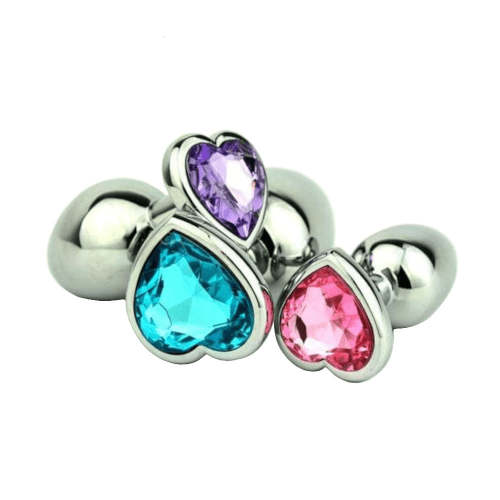 10 Colors Jeweled 3  Heart-Shaped Metal Princess Plug