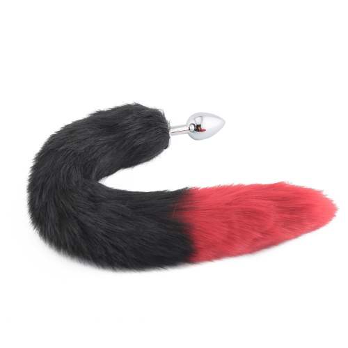 18  Black With Red Fox Tail Plug