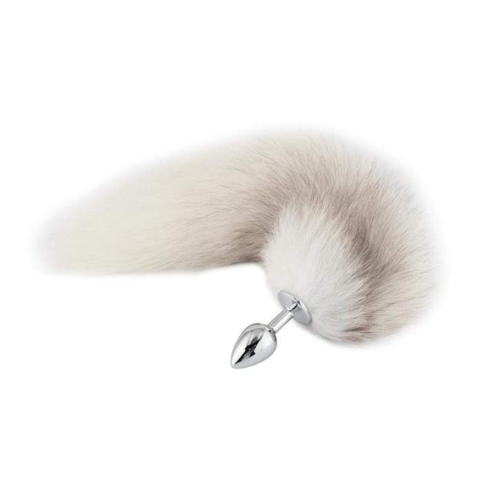 Fox Tail Stainless Steel Butt Plug, White 17 