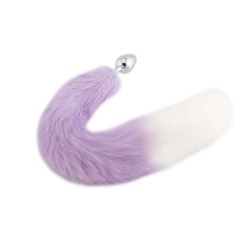 18  Purple With White Fox Tail Plug