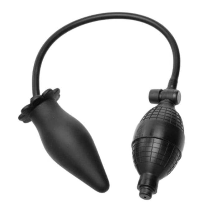 4.33” Black Silicone Inflatable Butt Plug