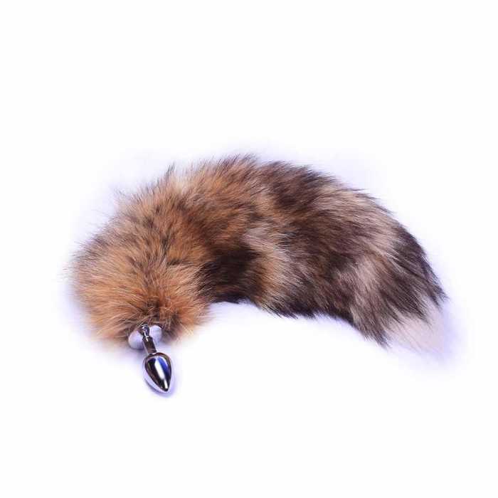 Fox Tail Stainless Steel Plug, Brown With White Tip 17 