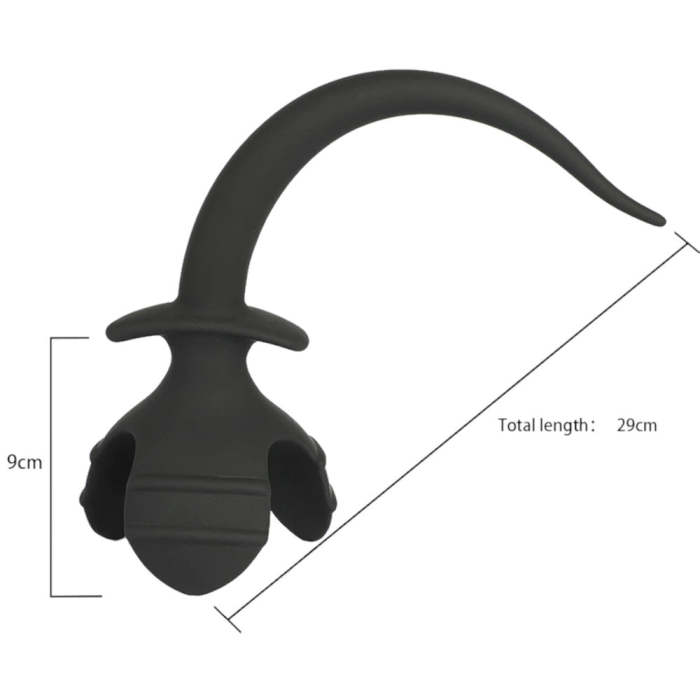 11  - 12  Black Silicone Dog Tail Plug