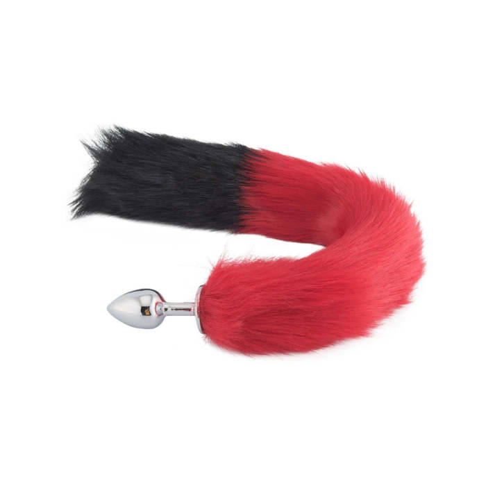 18  Red With Black Tip Fox Tail Plug