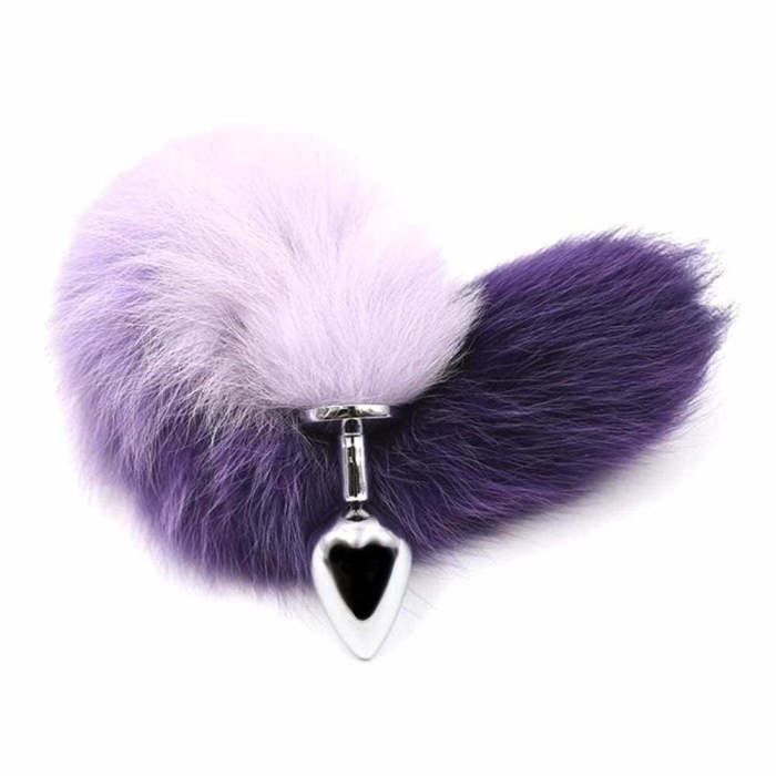17  White With Purple Fox Tail Stainless Steel