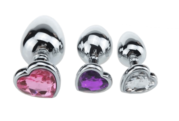 Multi-Colored Jewel Heart-Based Stainless Steel Plug