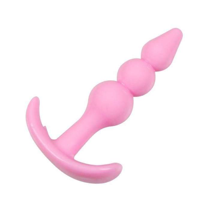 Pink And Purple Beaded Silicone Butt Plug