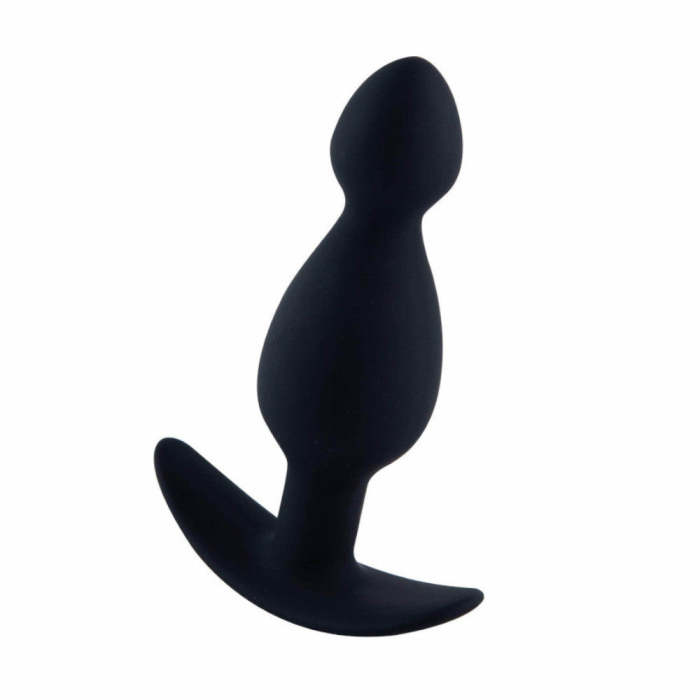 Black Silicone Anal Beads Plug With An Anchor Base