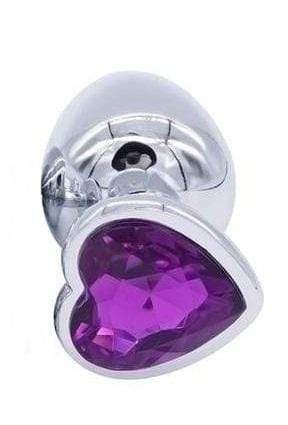 Dark Purple Heart-Shaped Stainless Steel Plug, Large