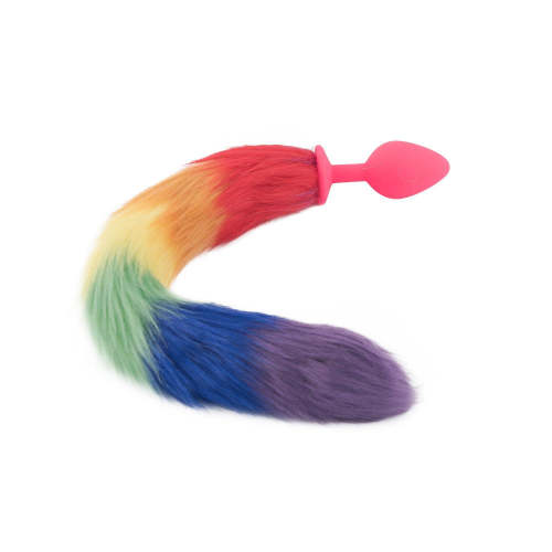18  Rainbow Colored Fox Tail Silicone Plug