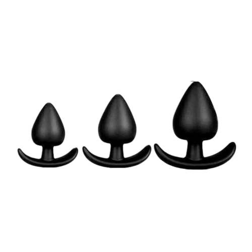 Black Silicone Anal Plug With Anchor Base - 3 Sizes To Choose From