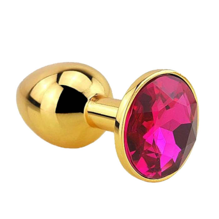 Pink Colors Jeweled 3  Golden Metal Princess Plug