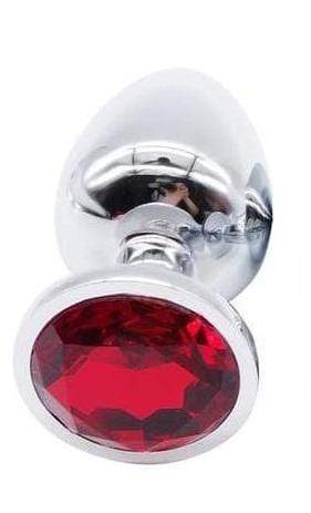 Red Jeweled Stainless Steel Plug, Large