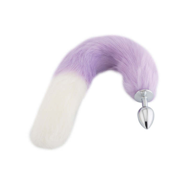 18  Purple With White Fox Tail Plug