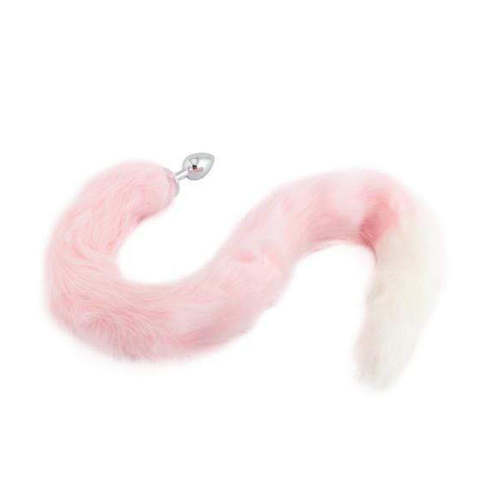 32  Pink With White Fox Tail Plug